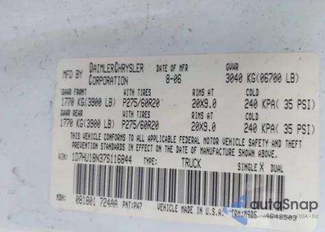 2007 Dodge Ram 1500 Slt/Trx4 Off Road/Sport z USA, uszkodzony, nr VIN 1D7HU18N37S116844